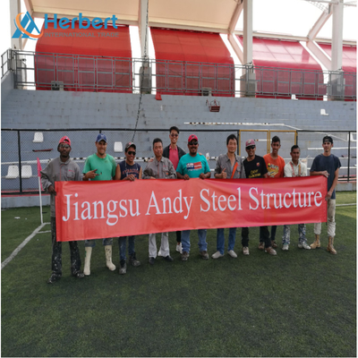 0.8mm Atap PVDF Ketegangan Membran Struktur Bangunan Q235 Untuk Olahraga Sdium