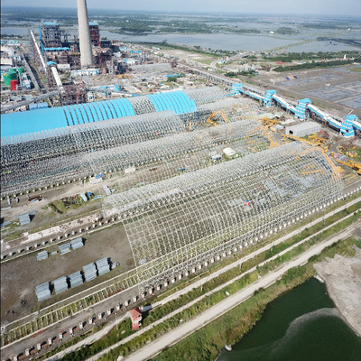 Stabilitas Q235 Steel Space Frames Structure Building 100-300m Untuk Penyimpanan Batubara