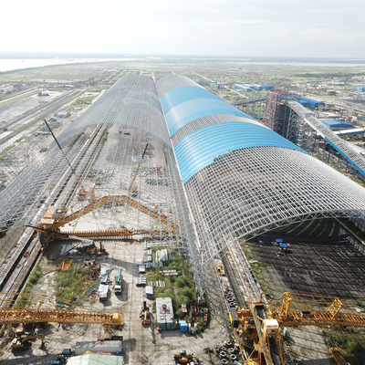 Stabilitas Q235 Steel Space Frames Structure Building 100-300m Untuk Penyimpanan Batubara