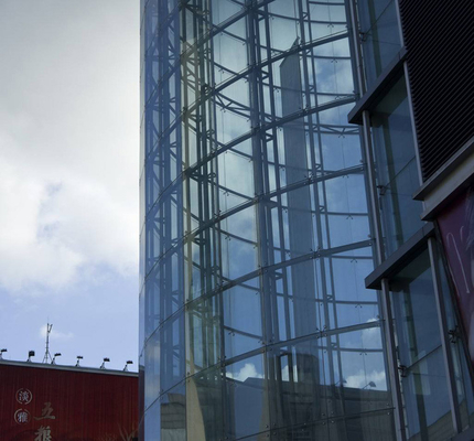 PU Aluminium Frame Glass Curtain Wall 0.6mm Panel Dinding Eksterior 1.5mm
