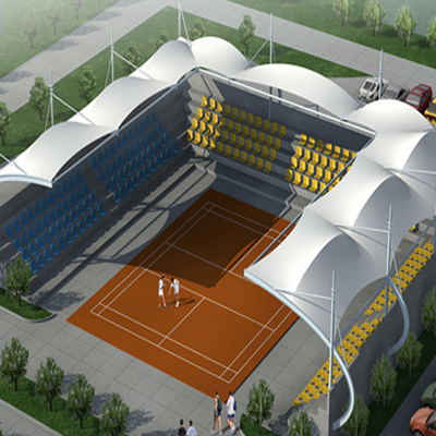 Q355 Fabric Tensile Membrane Shade Structures Putih Di Instalasi Situs