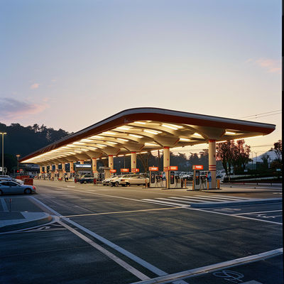 Struktur Baja Rangka Ruang Atap SPBU Sistem Atap Gardu Tol ISO GB