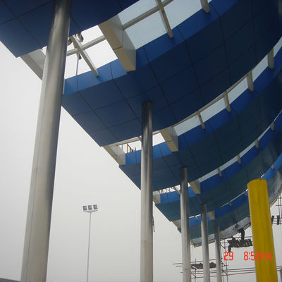 Petrol Station Construction Steel Space Frame Canopy with Q235/Q345B Grade and 70 Years Service Life